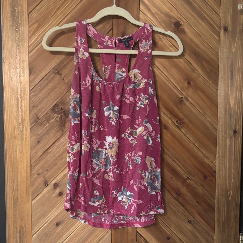 American Eagle Outfitters Floral Tank Top - Burgundy